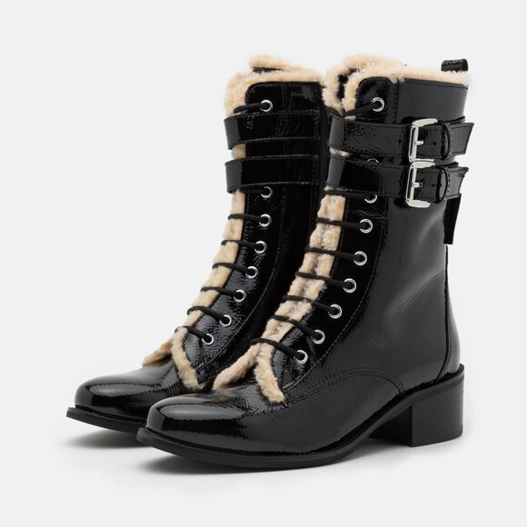 New KURT GEIGER LONDON Women's Serena Block Heel Black Boots 11 US/42 EU New - Picture 2 of 14